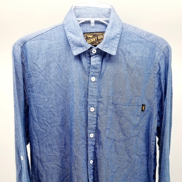 Men's Benny Gold Long Sleeve Blue Shirt - Picture 3 of 9